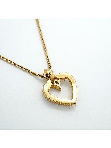 Christian Dior Christian Dior Necklace, Heart Motif, GP Plated, Rhinestone, Gold, Women's (view 2)