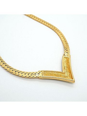 Christian Dior Christian Dior Necklace, GP Plated, Rhinestone, Gold, Black, Women's (view 2)