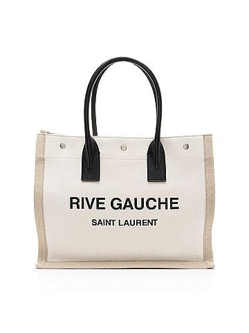 Saint Laurent Saint Laurent Canvas Calfskin Rive Gauche Small Tote (view 1)
