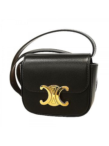 Céline Celine Triomphe Mini Claude Shoulder Bag, Leather, Black, Women's, P3233277 (view 1)