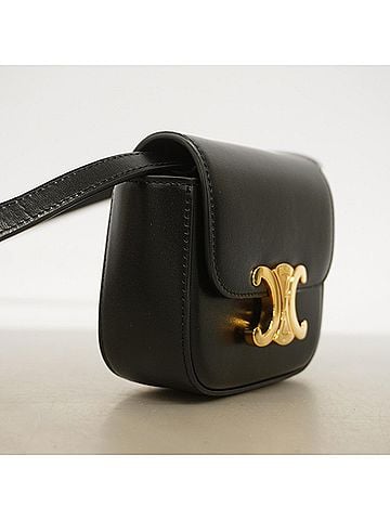 Céline Celine Triomphe Mini Claude Shoulder Bag, Leather, Black, Women's, P3233277 (view 2)