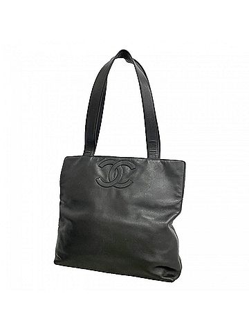 Chanel Chanel Leather Tote Bag, Black, Women's, P3215133 (view 1)