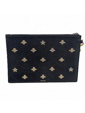 Gucci Gucci Clutch Bag Bee 495066 Leather Black Men's P3201327 (view 1)