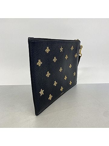Gucci Gucci Clutch Bag Bee 495066 Leather Black Men's P3201327 (view 2)
