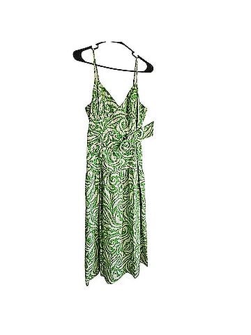 Lavender Brown Green Swirl Midi Dress with Ring-Belt Casual Dress (view 1)