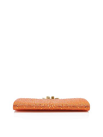 Alexander McQueen Alexander McQueen Satin Crystal Embellished Skull Four-Ring Flat Clutch (view 2)