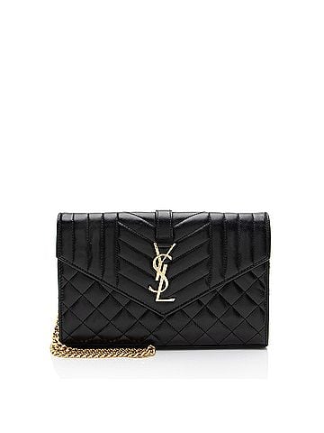 Saint Laurent Saint Laurent Mixed Matelasse Grain de Poudre Monogram Chain Wallet (view 1)