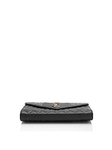 Saint Laurent Saint Laurent Mixed Matelasse Grain de Poudre Monogram Chain Wallet (view 2)
