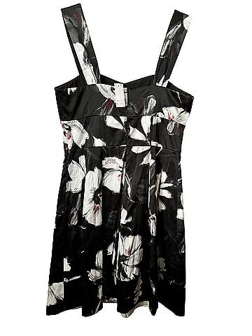 White House Black Market White House Black Market Satin Fit &amp; Flare Floral Party Dress Cocktail Dress (view 2)