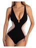 TA3 Color Block Black Pink White One Piece Swimsuit Size M - photo 1