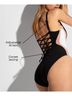 TA3 Color Block Black Pink White One Piece Swimsuit Size M - photo 6