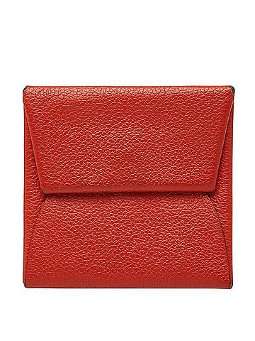 Hermès Hermes Bastia Wallet/Coin Case, Red Leather, Women's (view 1)