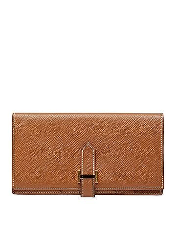 Hermès Hermes Bearn Soufflé folding long wallet, brown with gold hardware, Veau Epsom leather, women's. (view 1)