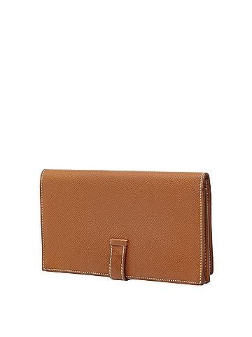 Hermès Hermes Bearn Soufflé folding long wallet, brown with gold hardware, Veau Epsom leather, women's. (view 2)