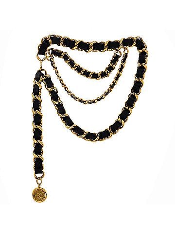 Chanel Vintage Medallion Chain Belt Metal and Leather (view 2)