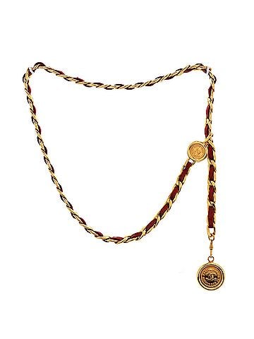 Chanel Vintage Medallion Chain Belt Metal and Leather (view 2)