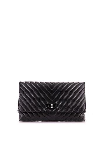 Chanel So Black Reissue 2.55 Flap Clutch Chevron Aged Calfskin (view 1)