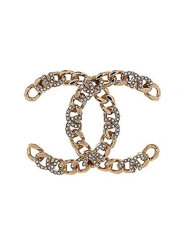 Chanel CC Chain Brooch Metal with Crystals (view 1)