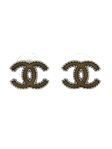 Chanel CC Stud Earrings Metal with Enamel (view 1)