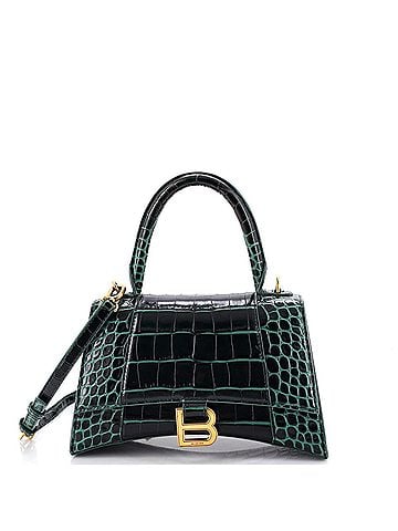 Balenciaga Hourglass Top Handle Bag Crocodile Embossed Leather Small (view 1)