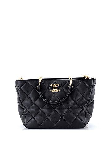 Chanel CC Top Handle Chain Shopping Tote Quilted Lambskin Small (view 1)