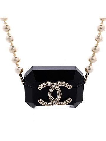 Chanel Airpods Case Pro Necklace Faux Pearls with Lambskin, Resin and Crystals (view 1)