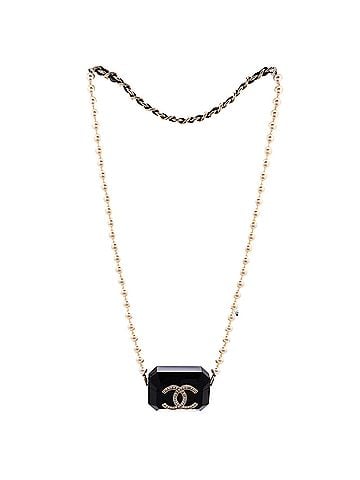Chanel Airpods Case Pro Necklace Faux Pearls with Lambskin, Resin and Crystals (view 2)