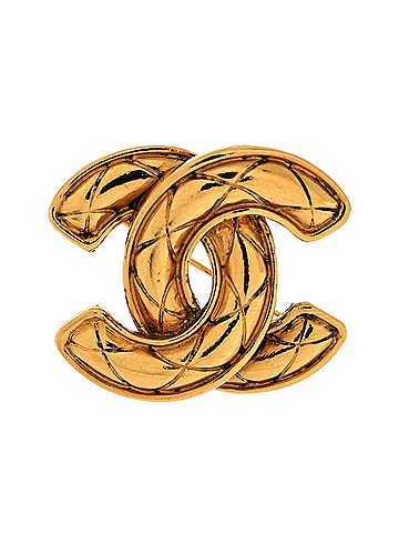 Chanel Vintage Quilted CC Brooch Metal (view 1)