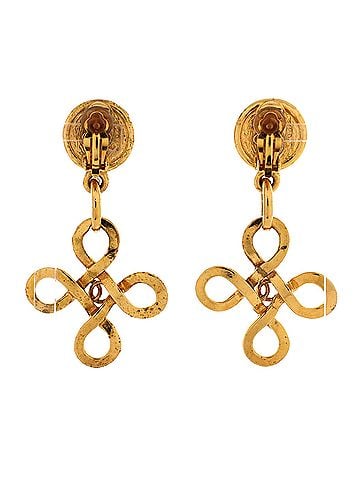 Chanel Vintage CC Cross Dangle Clip-on Earrings Metal with Faux Pearl (view 2)