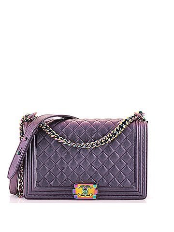 Chanel Boy Flap Bag Quilted Iridescent Goatskin New Medium (view 1)