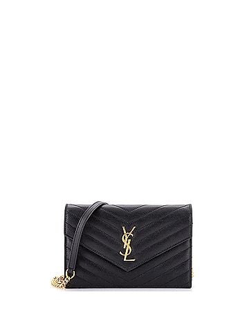 Saint Laurent Classic Monogram Wallet on Chain Matelasse Chevron Leather Small (view 1)