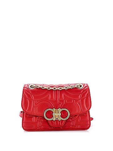 Salvatore Ferragamo Gancini Turnlock Flap Bag Gancini Quilted Leather Small (view 1)