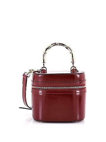 Gucci Bamboo Top Handle Vanity Shoulder Bag Patent and Metal Mini (view 1)