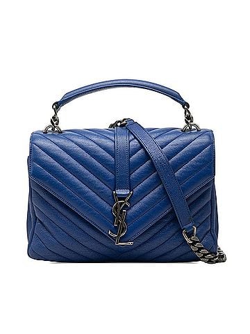Saint Laurent Saint Laurent YSL Logo Chain Handbag Shoulder Bag 2-Way 392737 Blue Leather Women's SAINT LAURENT (view 1)