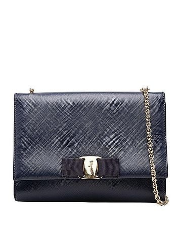 Salvatore Ferragamo Salvatore Ferragamo Vara Ribbon Crossbody Chain Shoulder Bag AU-22 B558 Navy Leather Women's (view 1)