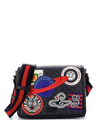 Gucci Night Courrier Flap Messenger GG Coated Canvas with Applique Large (view 1)