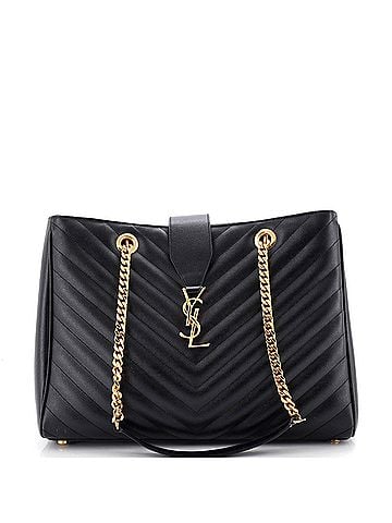 Saint Laurent Classic Monogram Shopper Matelasse Chevron Leather Large (view 1)