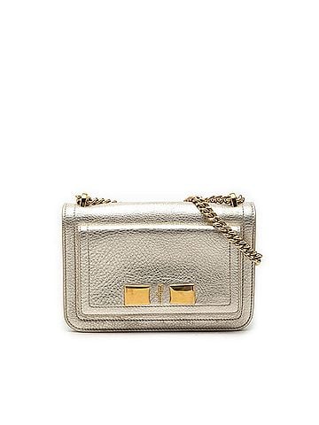 Salvatore Ferragamo Salvatore Ferragamo Vara Ribbon Ginevra Chain Shoulder Bag AU-21G657 Silver Gold Leather Plated Women's (view 1)