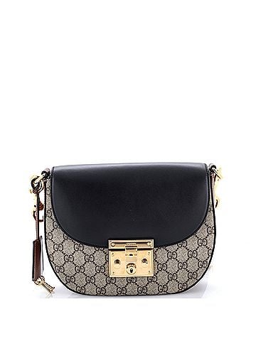 Gucci Padlock Saddle Shoulder Bag GG Coated Canvas and Leather Medium (view 1)