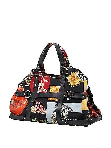 Salvatore Ferragamo Salvatore Ferragamo Animal Flower Handbag, Black Multicolor Nylon Leather, Women's. (view 2)