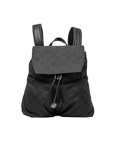 Gucci Gucci GG Nylon Backpack, 0030238, Black Leather, Women's, GUCCI (view 1)