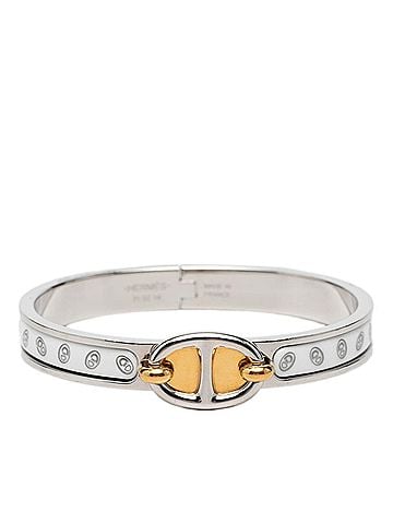 Hermès Hermes Mini Clic Clac PM Chaine d'Ancre Bracelet Bangle Silver Gold White Metal Plated Women's HERMES (view 1)