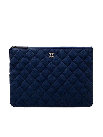 Chanel Chanel Matelassé Clutch Bag, Second Navy Canvas, Women's CHANEL (view 1)