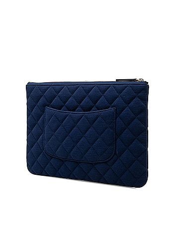 Chanel Chanel Matelassé Clutch Bag, Second Navy Canvas, Women's CHANEL (view 2)