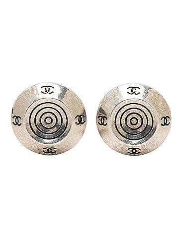 Chanel Chanel Coco Mark Round Earrings, Silver Metal, Women's CHANEL (view 1)