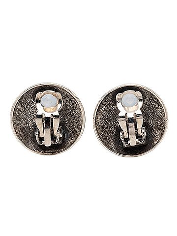 Chanel Chanel Coco Mark Round Earrings, Silver Metal, Women's CHANEL (view 2)