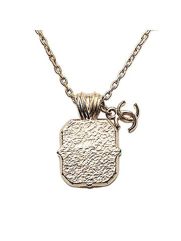 Chanel Chanel Coco Mark Chain Pendant Necklace, D21A Engraving, Gold and Black Plated Rhinestone, Women's CHANEL (view 2)