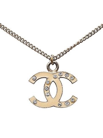 Chanel Chanel Coco Mark Chain Pendant Necklace, 07A Stamp, Silver Metal Rhinestone, Women's CHANEL (view 1)