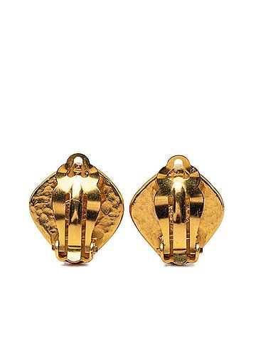 Chanel Chanel Coco Mark Vintage Square Earrings, 97A Engraving, Gold and Black Plated, Women's CHANEL (view 2)