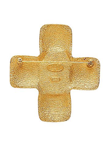 Chanel Chanel Coco Mark Vintage Cross Brooch Gold Plated Faux Pearl Women's CHANEL (view 2)